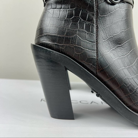Rebecca Minkoff Black Croc-Embossed Heeled Boots - Picture 8 of 10